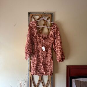 Free People dress - Rust Floral Smocked Dress